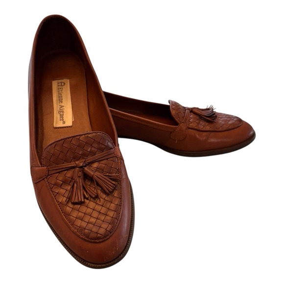 Etienne Aigner Shoes - Vintage Etienne Aigner Womens 7 N Tassel Loafers Woven Brown Leather Made Spain